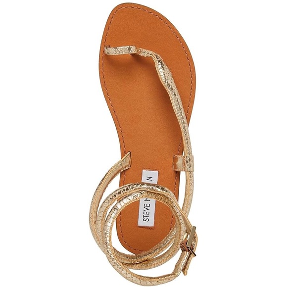 Steve Madden Metallic Gold Snake Wrap Sandals - Picture 3 of 5